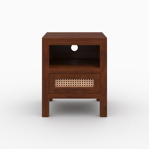 table_chevet_tiki_bois_manguier_style_vintage_cannage_fonce