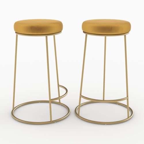 tabouret bar mi hauteur kendal jaune curry 63 cm lot de 2