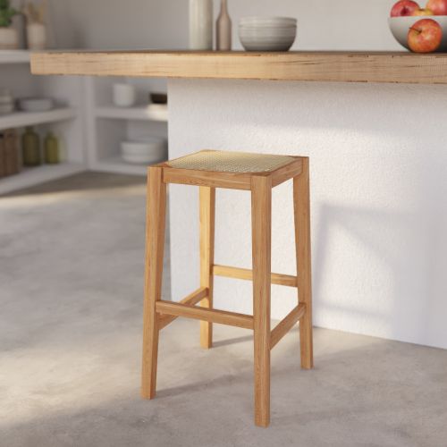 tabouret de bar bois rotin kappa 65 cm