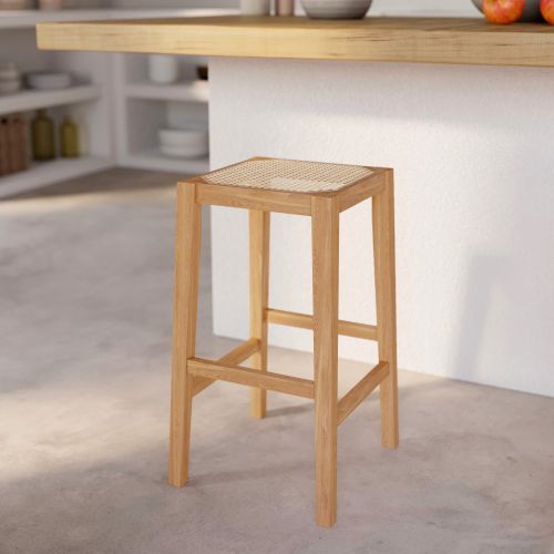 tabouret de bar en bois et cannage kappa