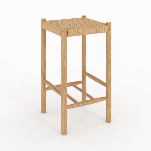 tabouret de bar kepler 65 cm bois chene tressage