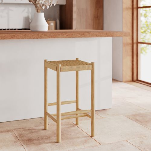 tabouret de bar kepler en bois de chene tresse