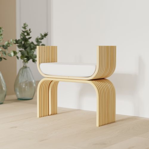 tabouret en rotin et blanc reane