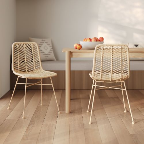 tamara chaise lot de 2 chaises en rotin beige