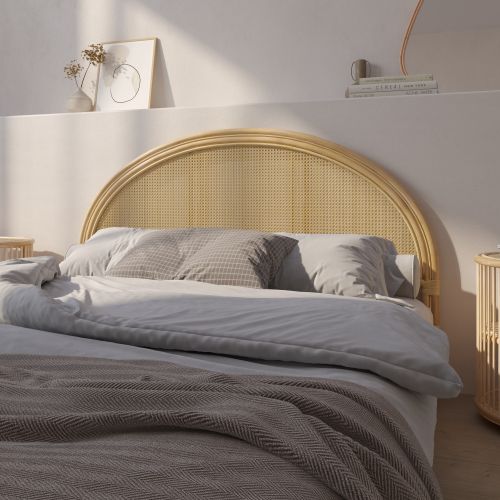 tete de lit en rotin arrondie style boheme 160 cm