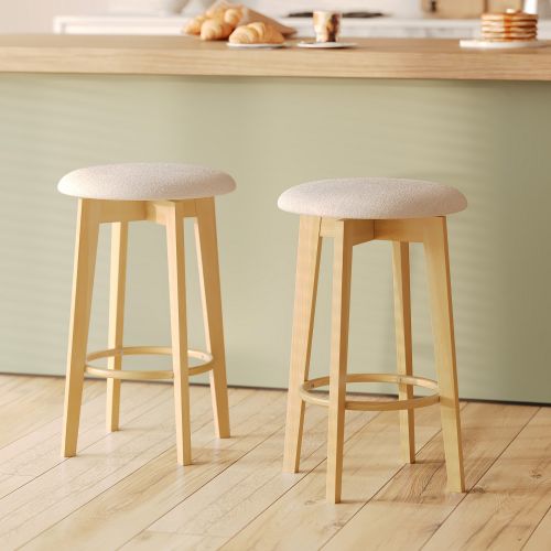 vahina tabouret de bar beige et bois clair