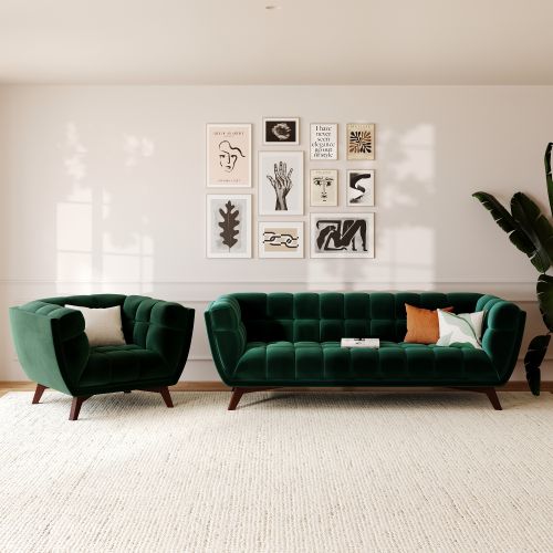velours vert fonce mona canape fauteuil