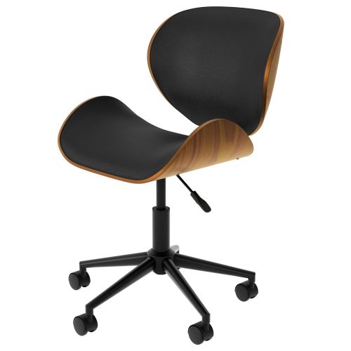 achat chaise de bureau noire rembourr_e pivotante en pu hauteur assise reglable