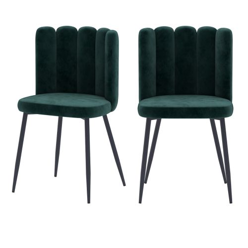 achat chaise en velours vert pieds noir