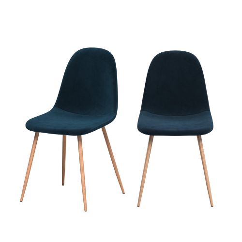 achat chaise scandinave en velours bleu