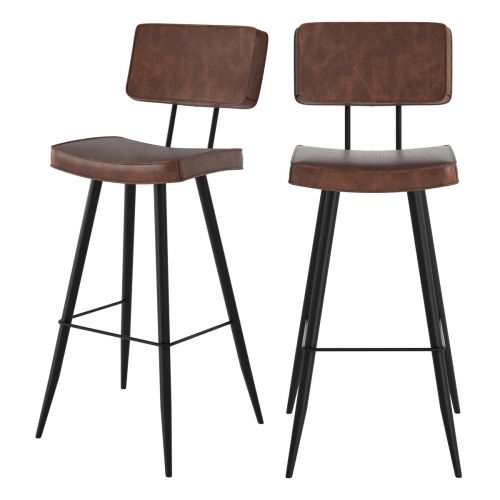 acheter chaise bar rembouree marron en cuir synthetique lot de 2