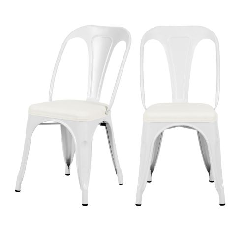 acheter chaise blanche en metal industrielle lot de 2