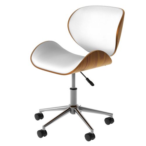 acheter chaise bureau blanche pivotante et rembouree en pu avec hauteur d assise reglable