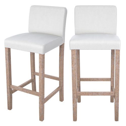 acheter chaise de bar havane en tissu blanc et pieds en bois d hevea lot de deux