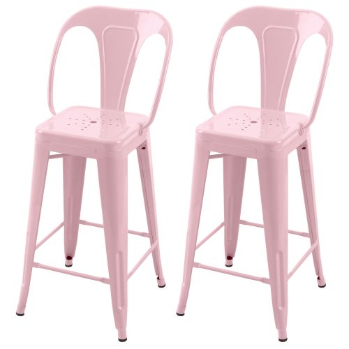 acheter chaise de bar rose metal