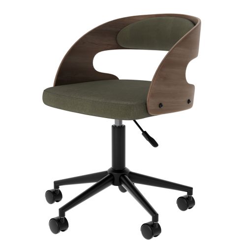 acheter chaise de bureau pivotante velours vert olive bois fonce