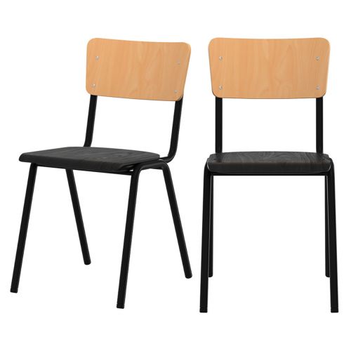 acheter chaise en bois clair et noir clem