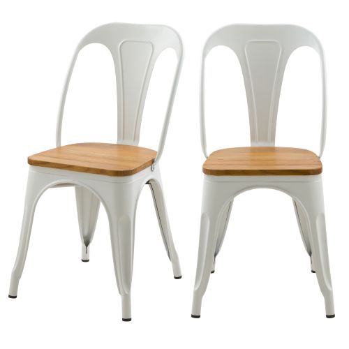 acheter chaise en metal blanc et bois clair