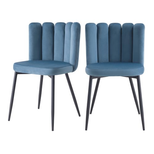 acheter chaise en velours bleu style art deco