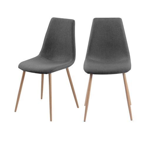 acheter chaise grise et bois scandinave tissu lot de deux