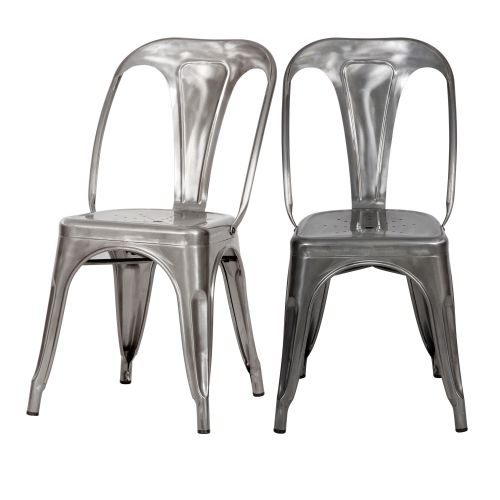 acheter chaise industriel gris chrome design lot de 2