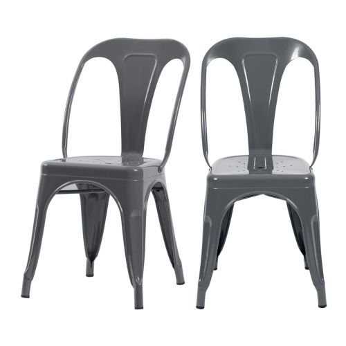 acheter chaise industrielle gris brillant metal indus