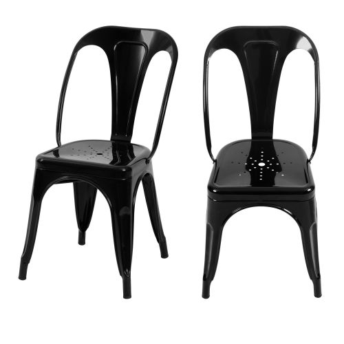 acheter chaise industrielle noire design lot de deux