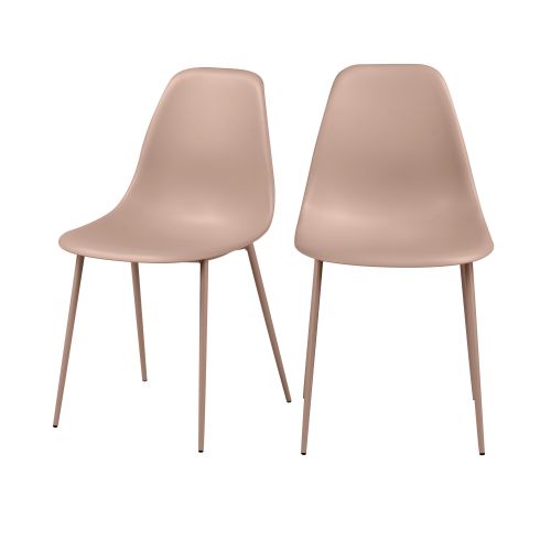 acheter chaise rose design pieds metal lot de 2