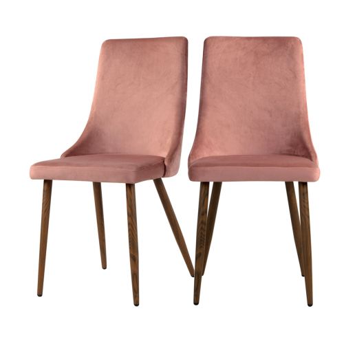 acheter chaise rose velours pieds bois fonce vinni