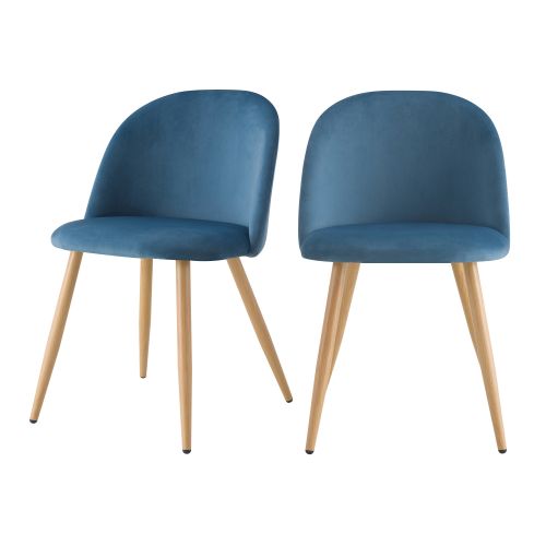 acheter chaise scandinave bleu velours lot de deux