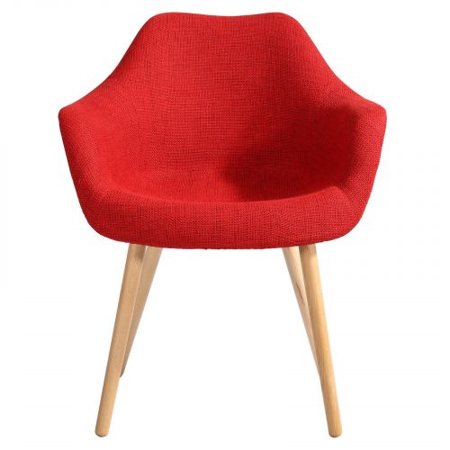 acheter chaise tissu rouge pieds bois