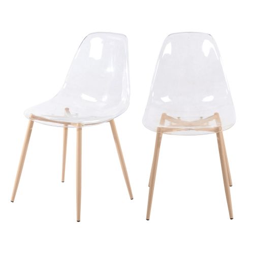 acheter chaise transparente scandinave lot de 2