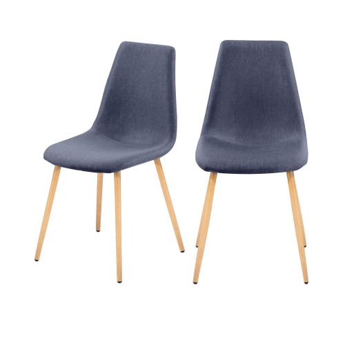 acheter chaises scandi en tissu bleu et bois lot de deux