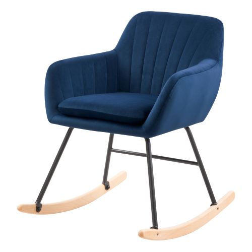 acheter rocking chair en velours bleu