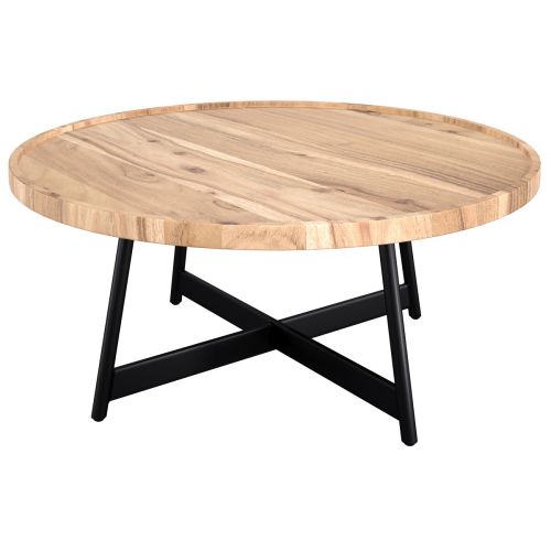 acheter table basse ronde en bois d acacia et m_tal 90 cm