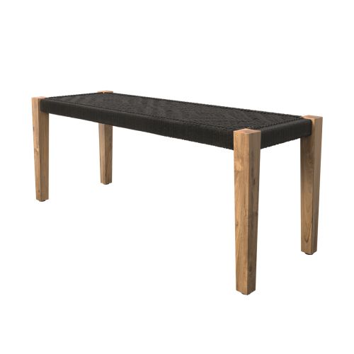 acheter un banc en bois de manguier corde tressee noire 2 places