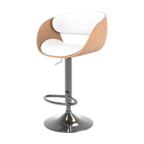 chaise de bar en cuir synthetique et bois clair adelmar