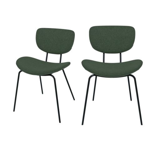 chaise verner en tissu vert lot de 2 et pieds en m_tal noir