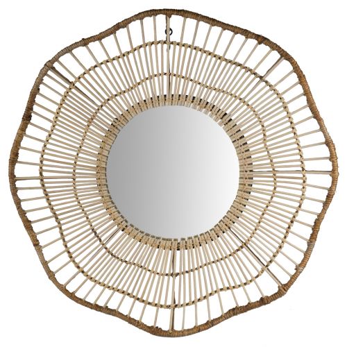 miroir oliva en rotin arrondi