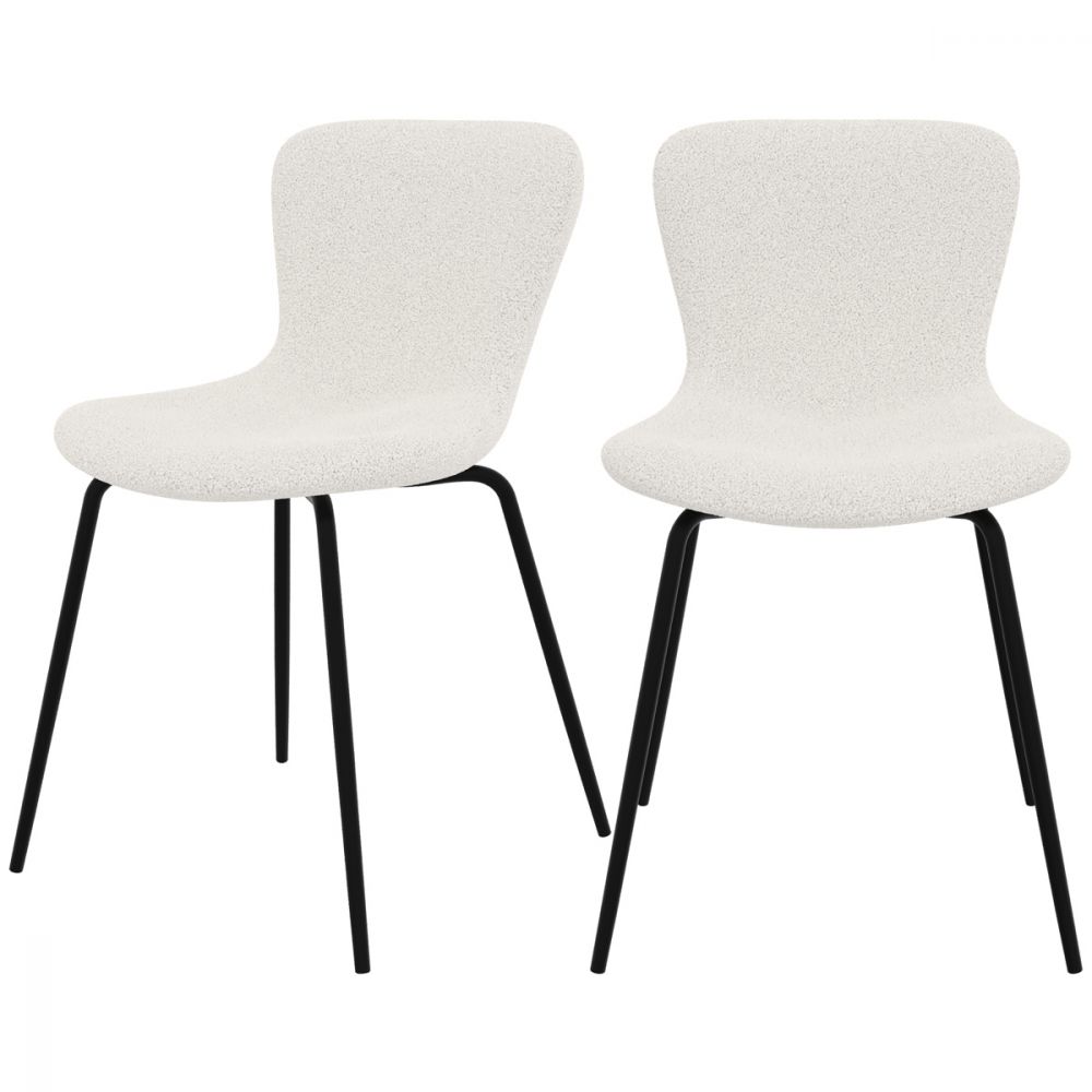 achat chaise lot de 2 effet laine bouclette koko - miniatura