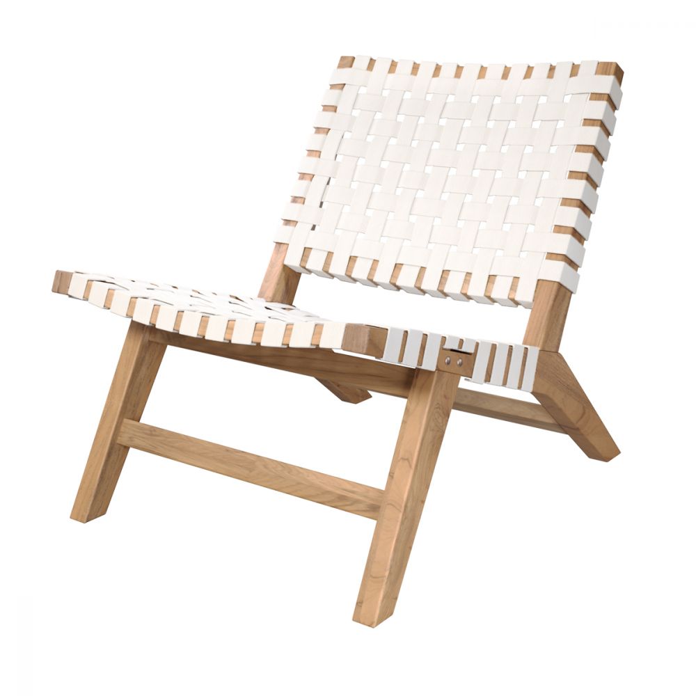 achat fauteuil jardin blanc en teck - miniatura