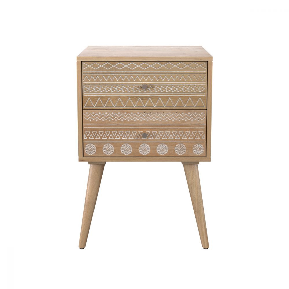 achat table de chevet 2 tiroirs motif - miniatura