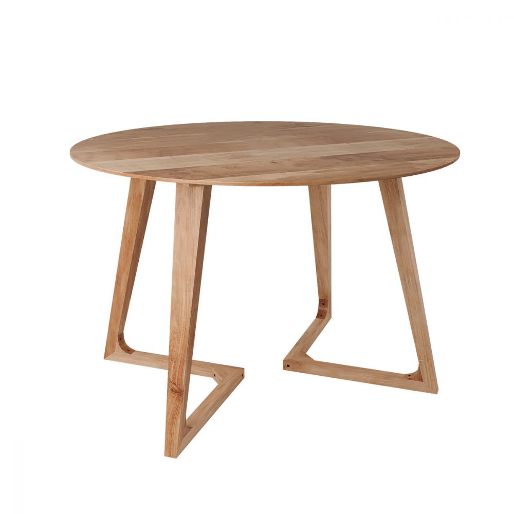 achat table manger ronde en bois d acacia et metal 115 cm - miniature