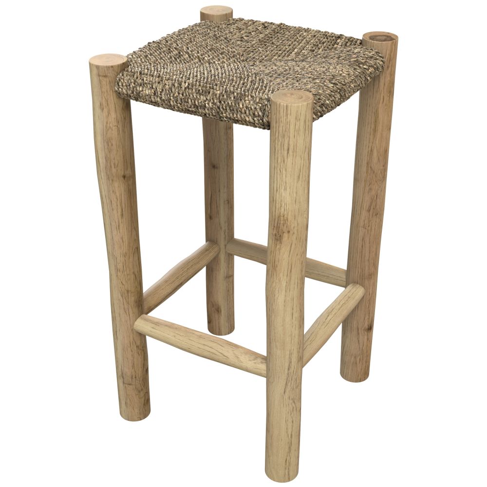 achat tabouret de bar en branche de teck - miniatura