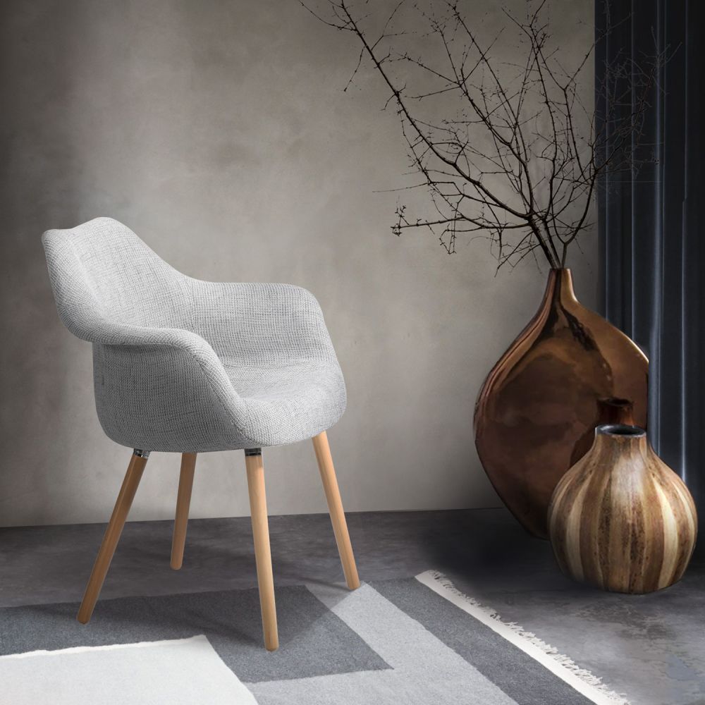 acheter chaise gris clair pieds bois clair