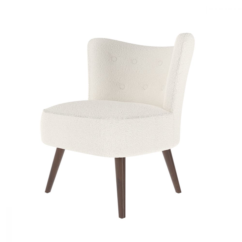 acheter fauteuil blanc effet laine bouclette_1 - miniatura