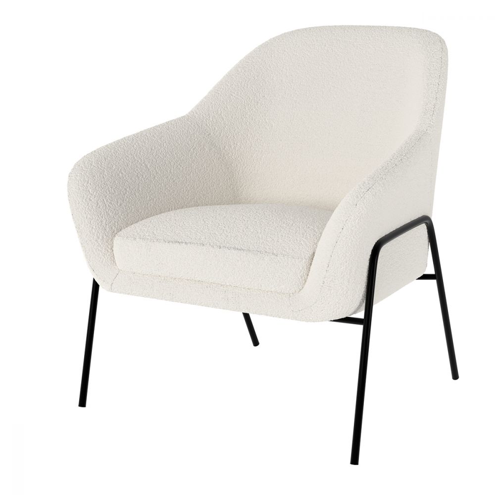 acheter fauteuil laine boucl_e blanc design - miniatura