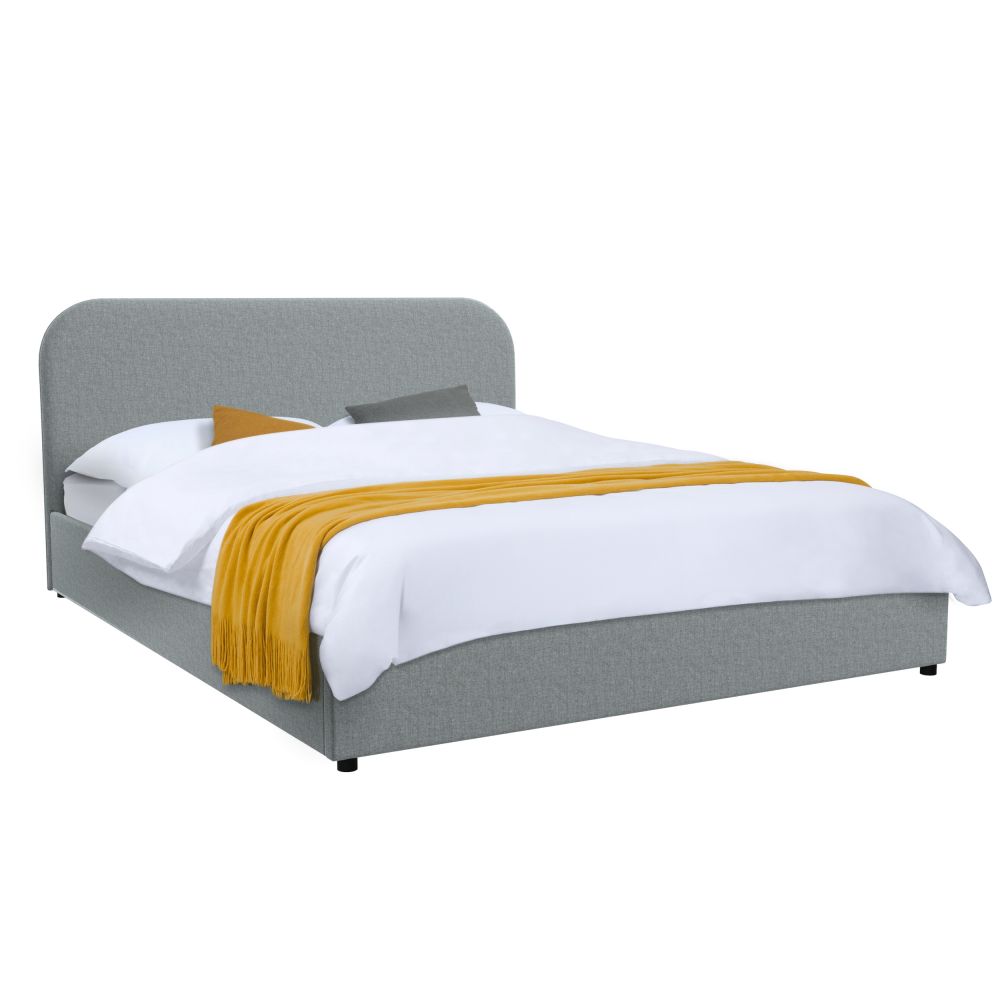 acheter lit double gris tissu - miniatura