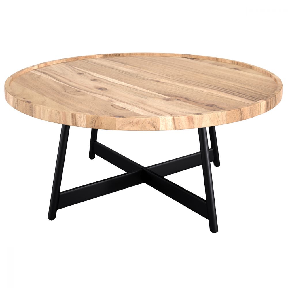 acheter table basse ronde en bois d acacia et m_tal 90 cm - miniature