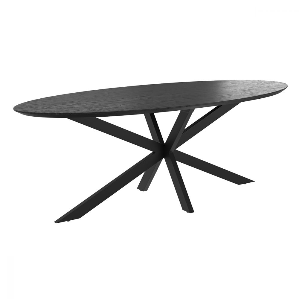 acheter table ovale en bois noir 240 cm sparo - miniatura